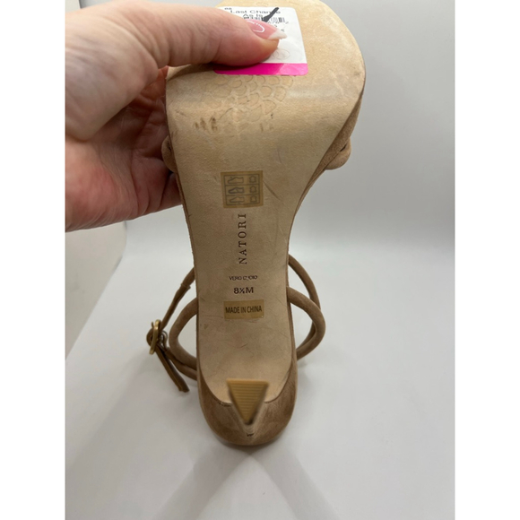 New Women's Natori Beige Suede Knot Detail Heels Size 8.5 - Picture 6 of 6